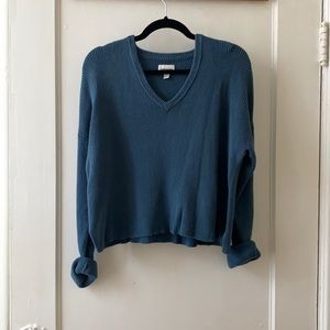 Blue Frank & Oak cropped cotton sweater in medium